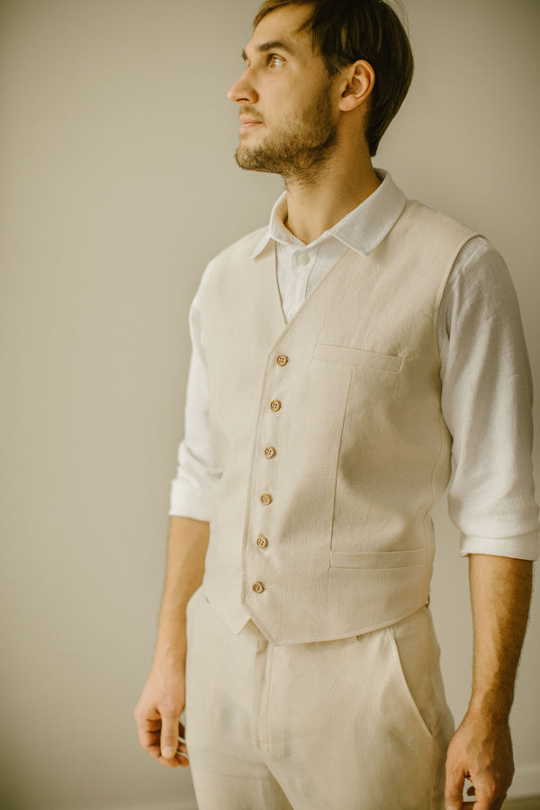 Linen Wedding Vest