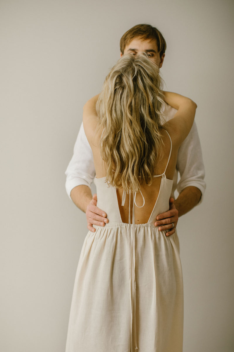 Minimalist Linen Wedding Dress. Handcrafted. Ethically. World Wide Shipping. Minimalist Linen Wedding Dress. Handcrafted. Ethically. World Wide Shipping.