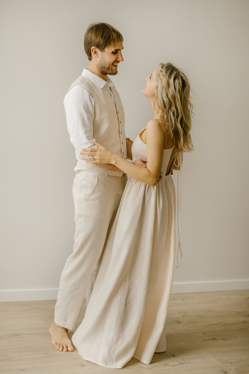 Minimalist Linen Wedding Dress. Handcrafted. Ethically. World Wide