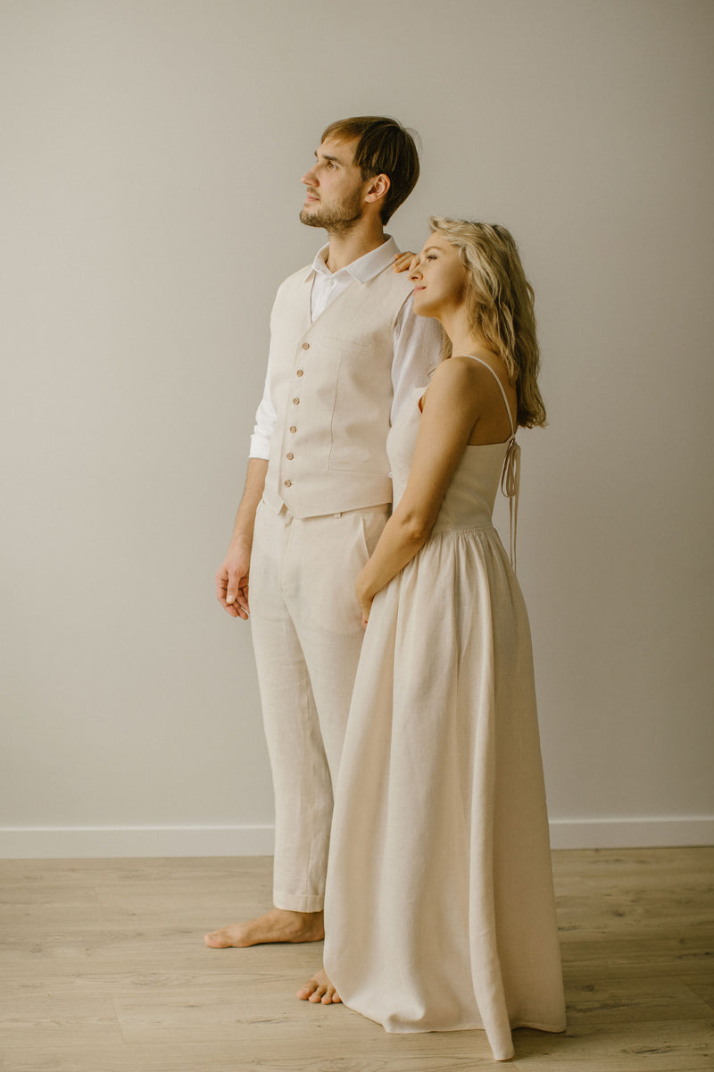 Minimalist Linen Wedding Dress. Handcrafted. Ethically. World Wide
