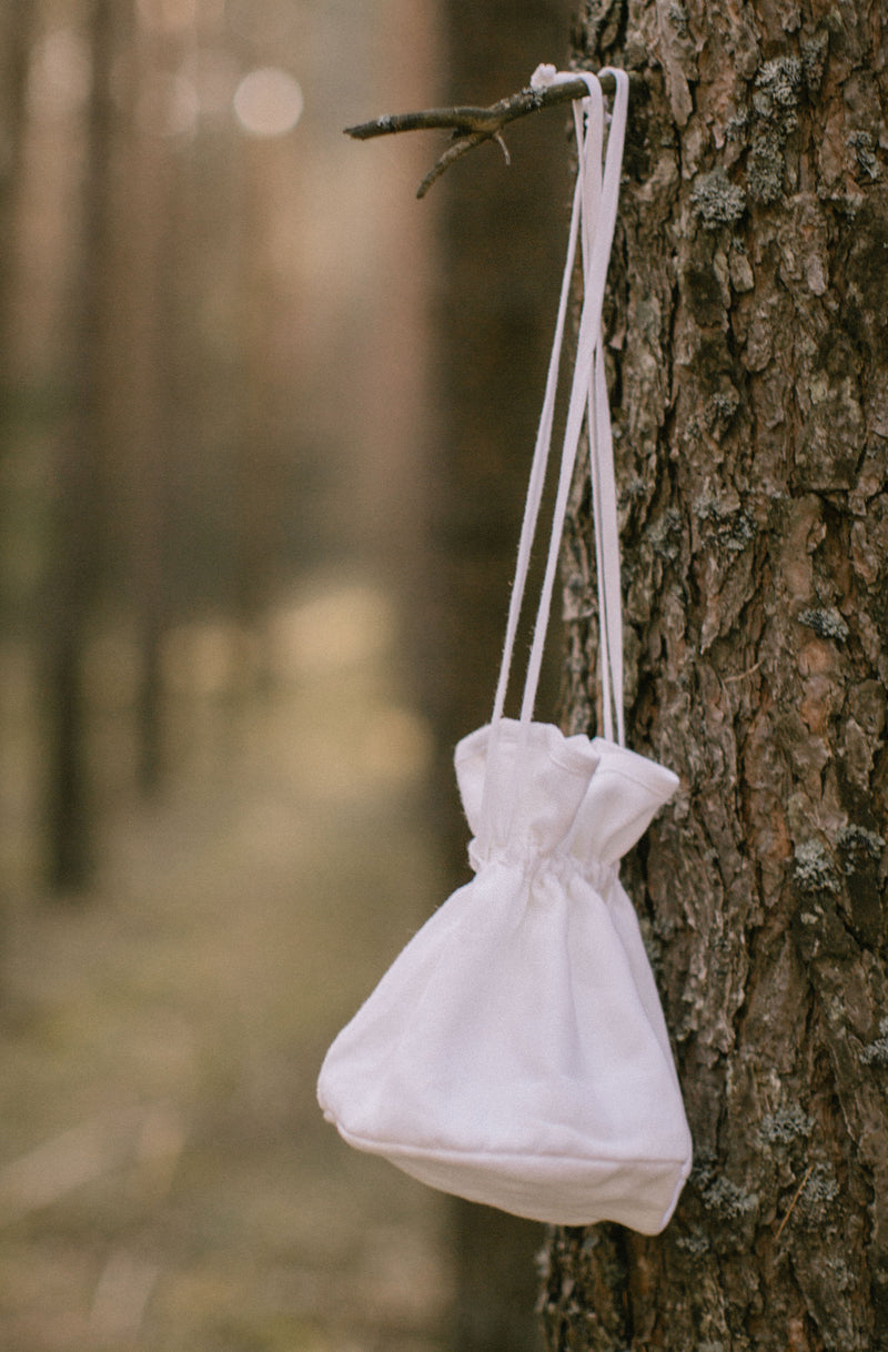 Linen Wedding Reticule. Handcrafted by Linen Wedding Dress team.