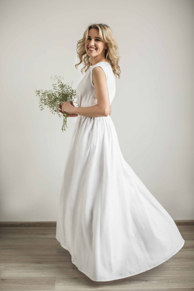 Linen Grecian Wedding Dress.