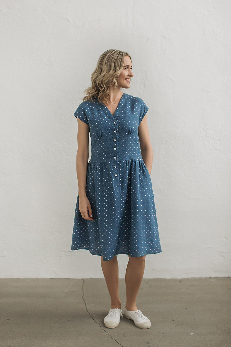 Blue polka dot dress