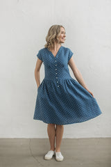 Blue polka dot dress
