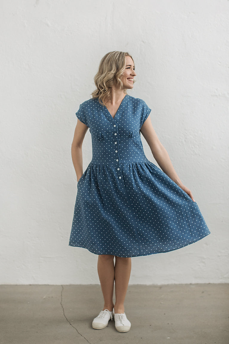 Blue polka dot dress
