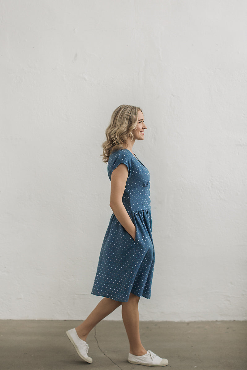 Blue polka dot dress