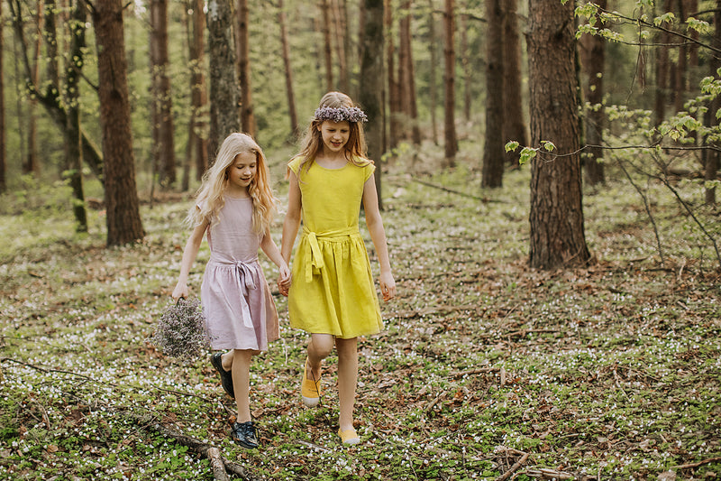 Loose linen girls dress
