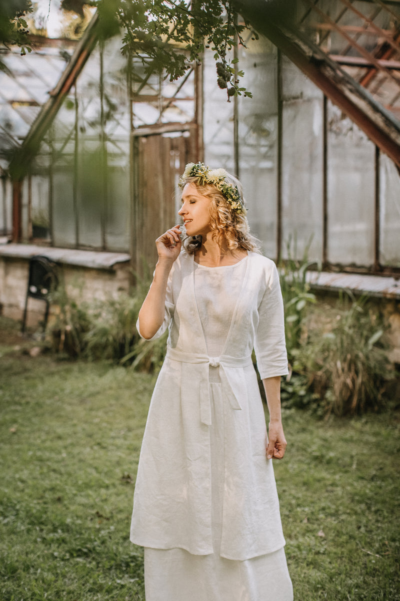 Linen wedding dress coat