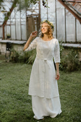 Linen wedding dress coat