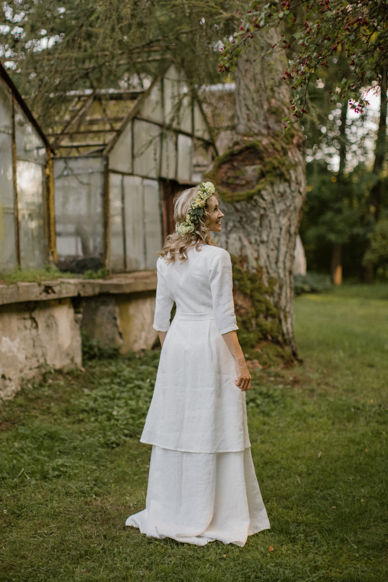 White linen on sale wedding dress