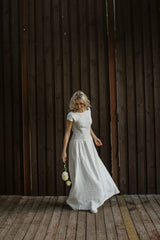 Linen romantic wedding dress