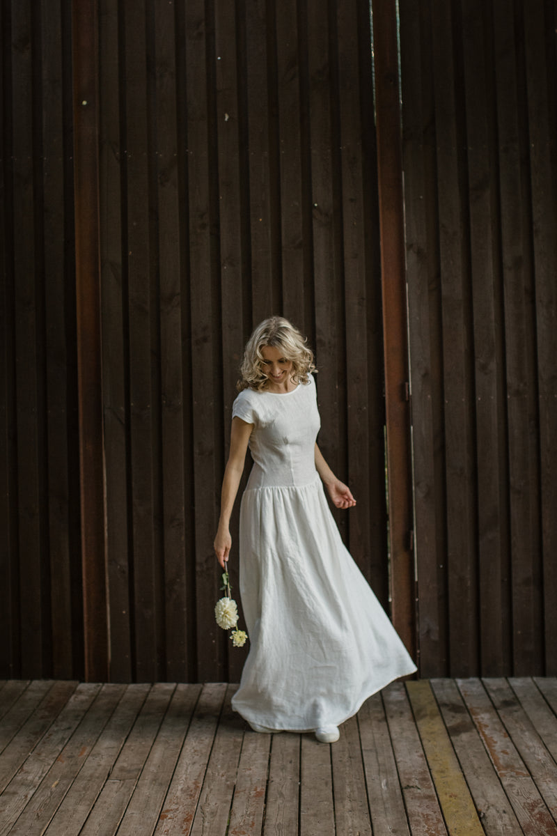 Linen romantic wedding dress