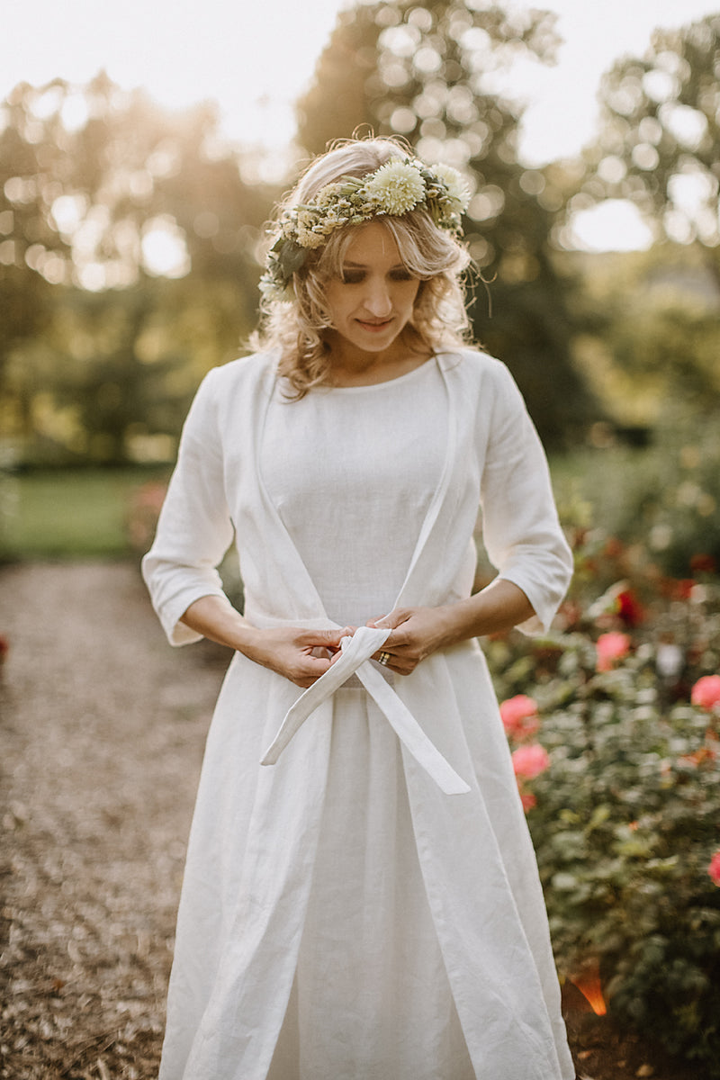 Linen wedding dress coat