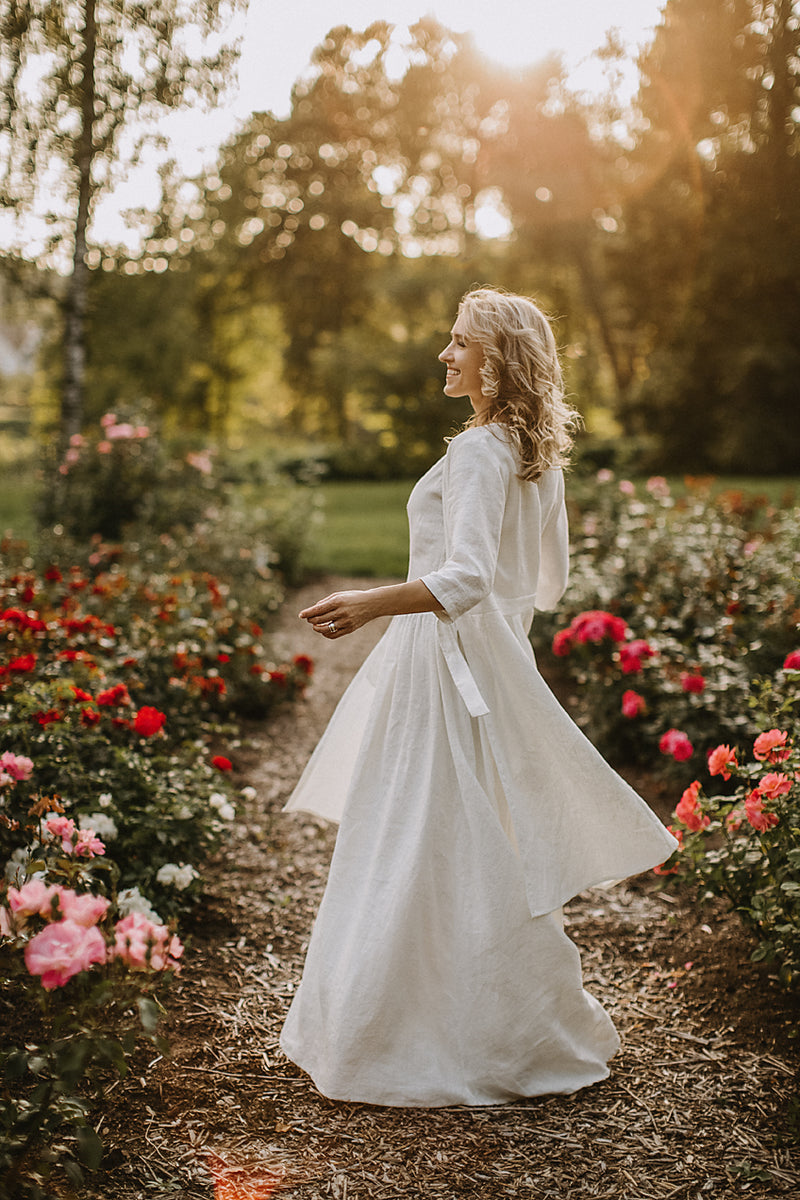 Linen wedding dress coat