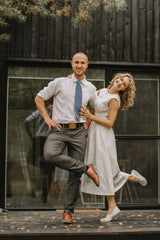 Country-Rustic Linen Wedding Dress