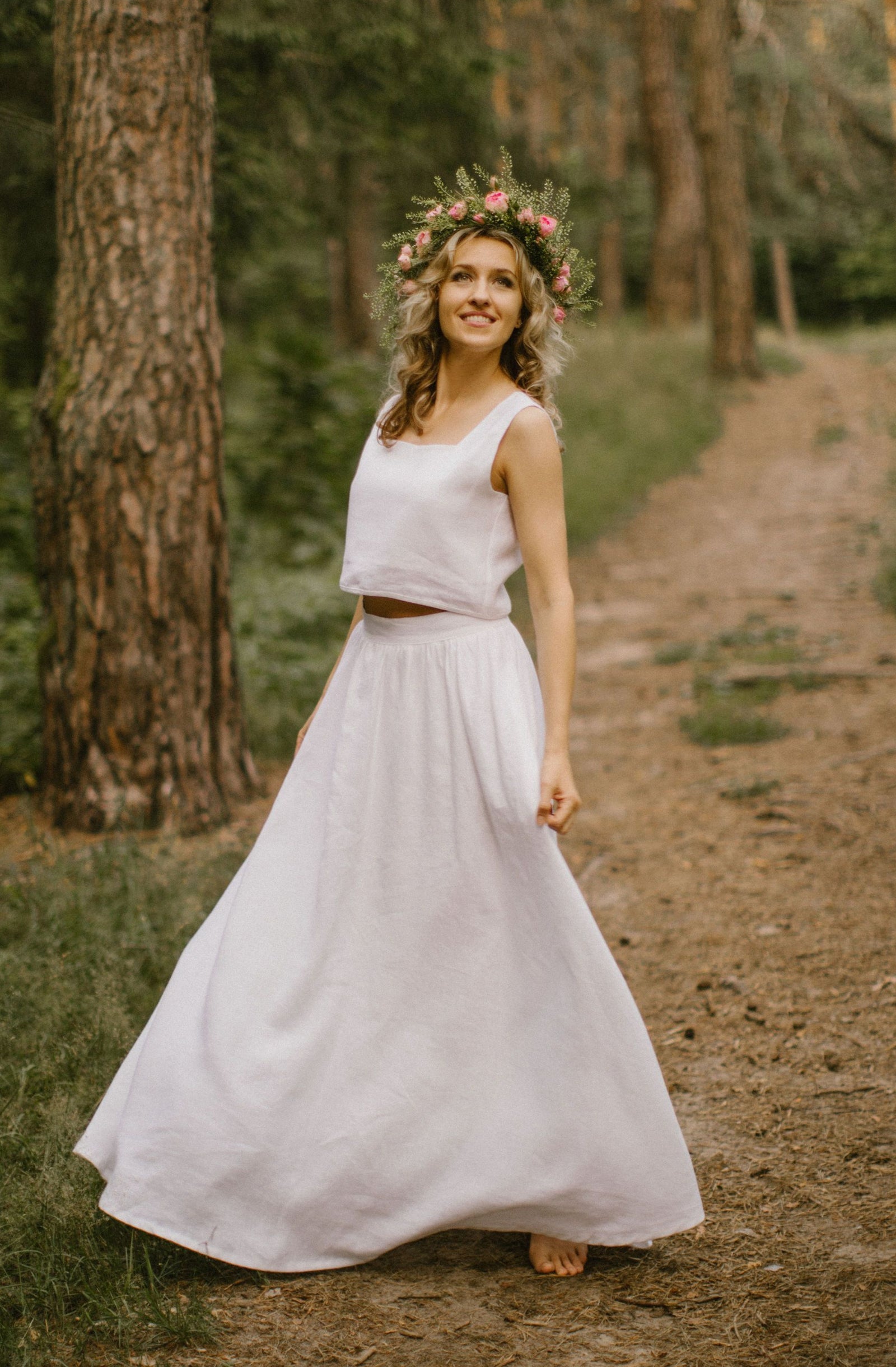 Forest Wedding Dress. Handcrafted. World Wide Shipping. – Linen Wedding Dress