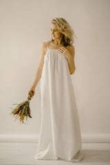 Linen Wedding Dress With Straps