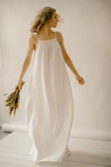 Linen Wedding Dress With Straps