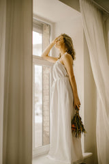 Linen Wedding Dress With Straps