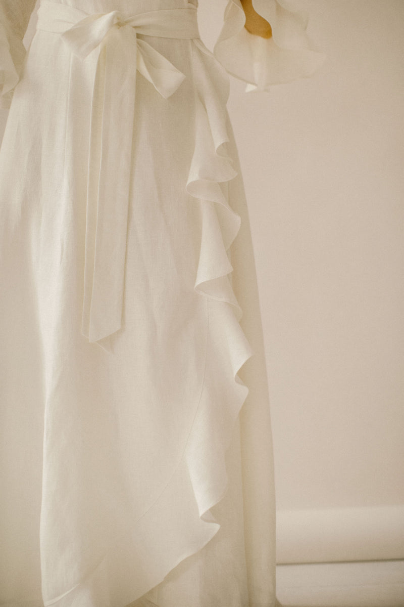 Wrap Around Linen Wedding Dress