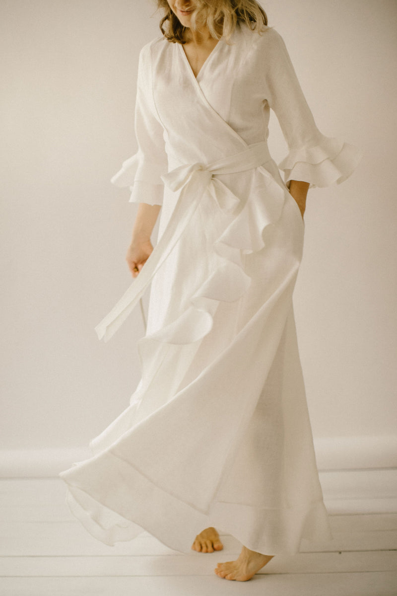 Wrap Around Linen Wedding Dress