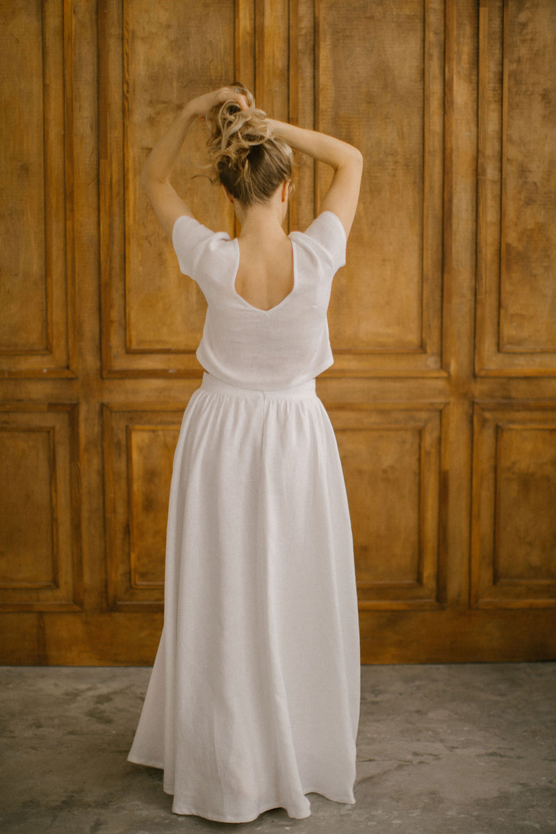 Modest Linen Wedding Dress. Handcrafted. World Wide Shipping