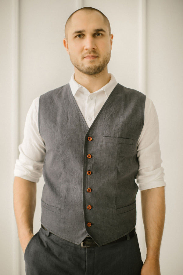 Linen Wedding Vest