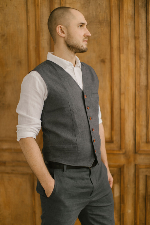 Linen Wedding Vest