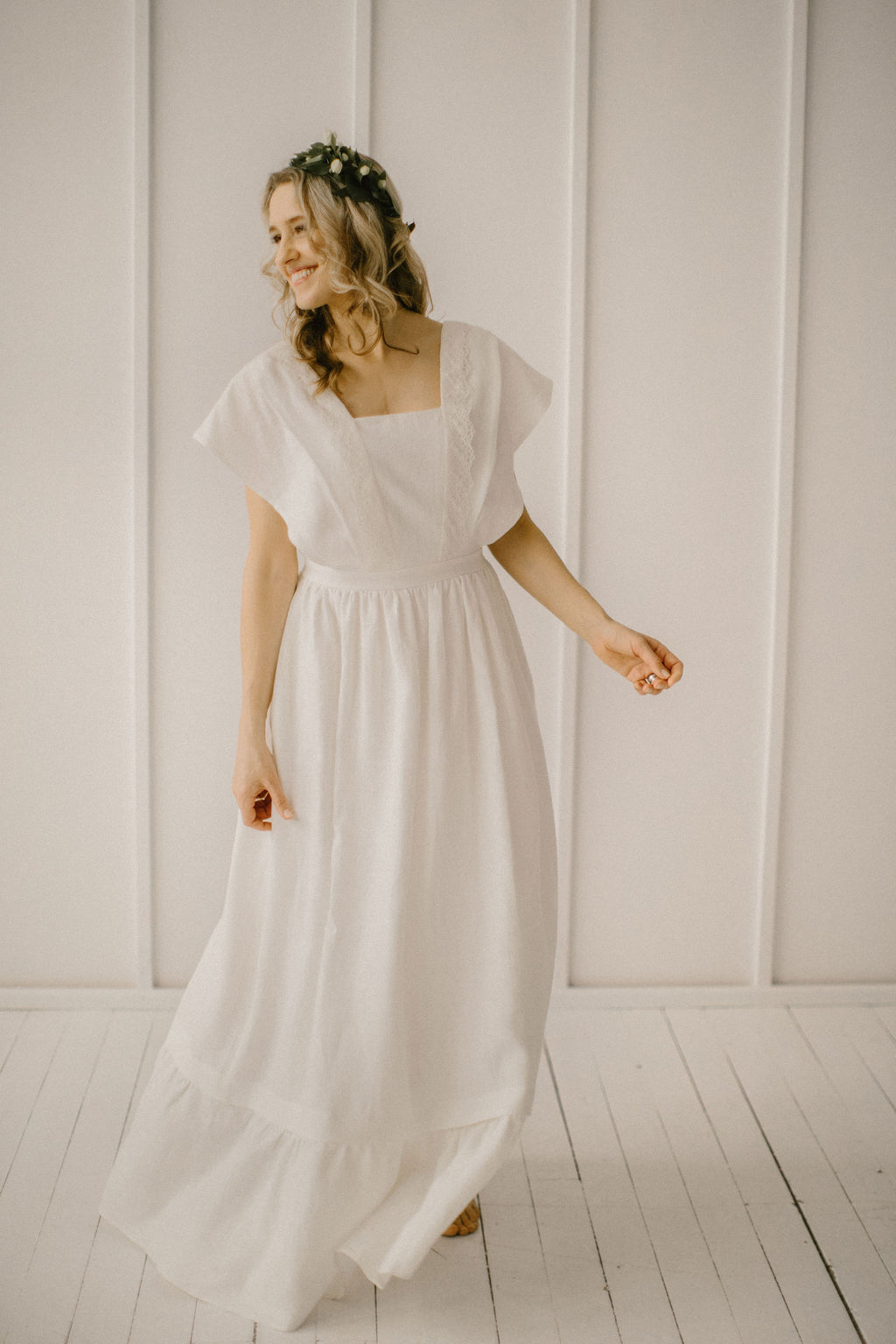 Linen Wedding Dress. Handcrafted. Ethically Made. World Wide Shipping.