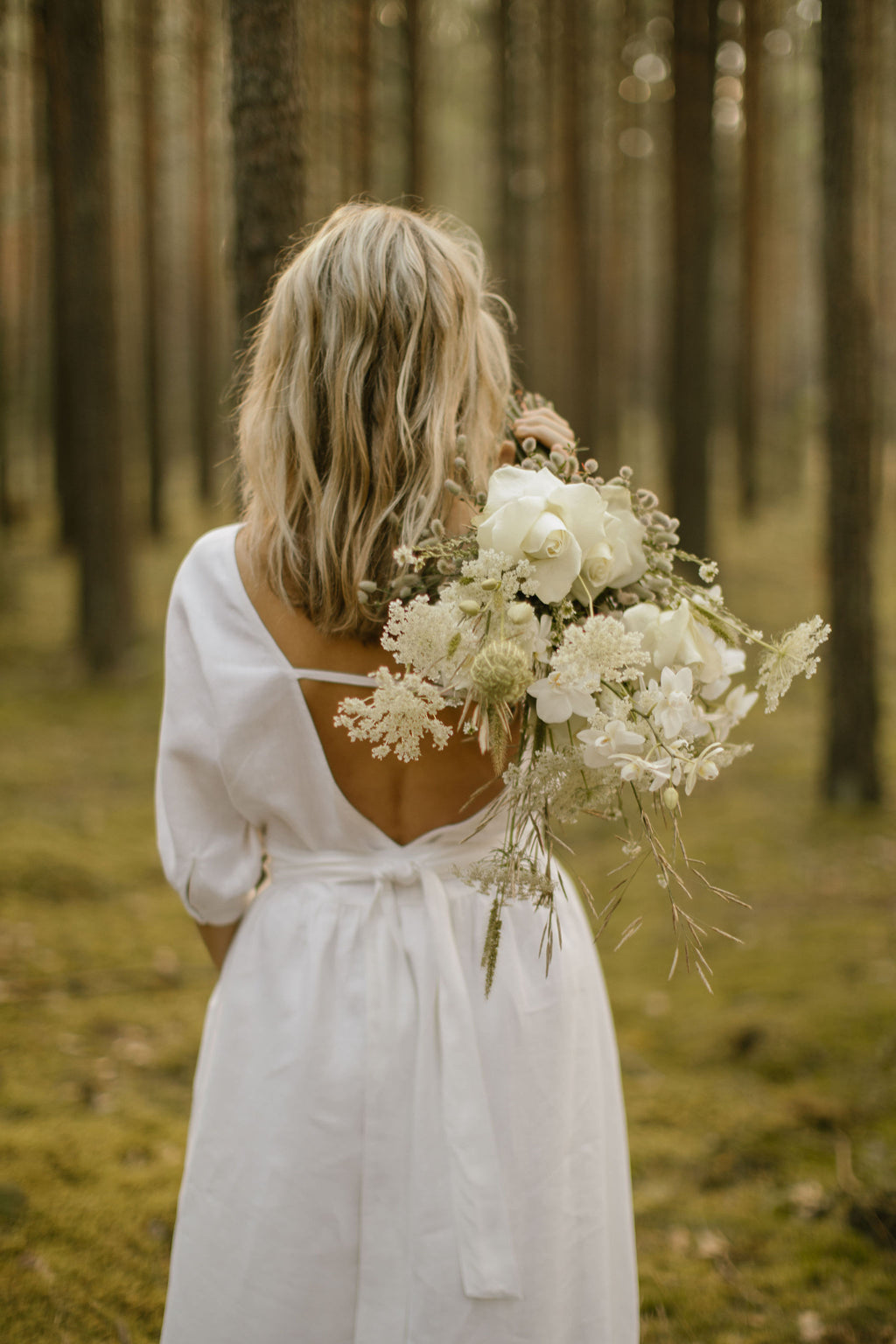Linen Open Back Wedding Dress. Handcrafted. Ethically Made In
