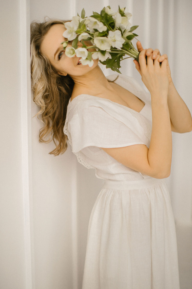 Linen Wedding Dress. Handcrafted. Ethically Made. World Wide Shipping