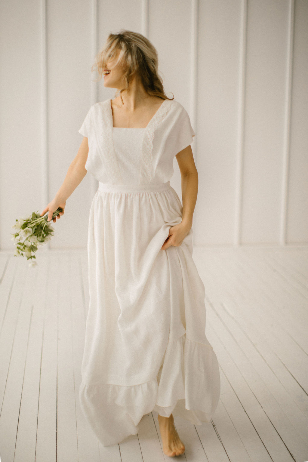 Linen Wedding Dress. Handcrafted. Ethically Made. World Wide Shipping