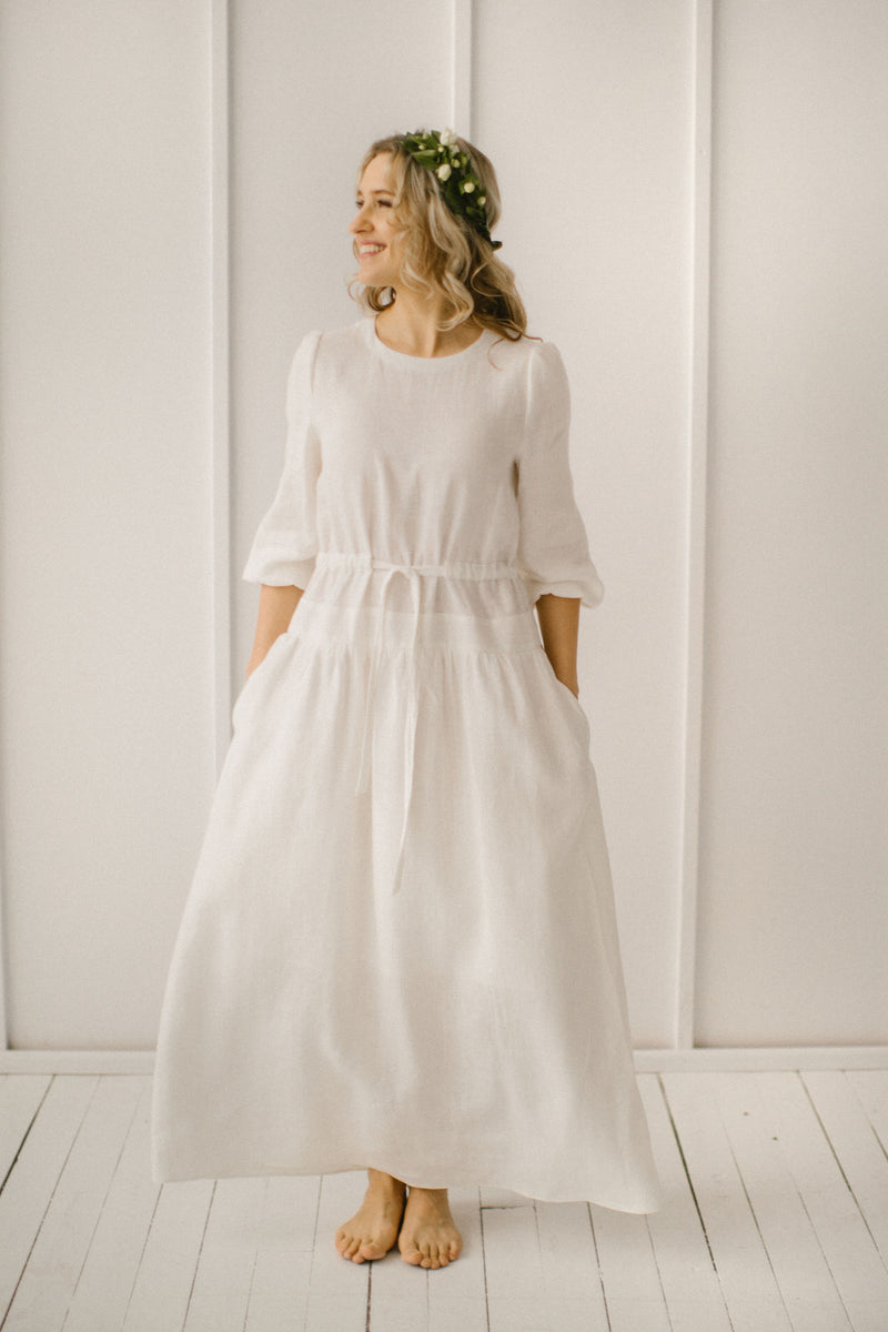 Simple Linen Wedding Dress