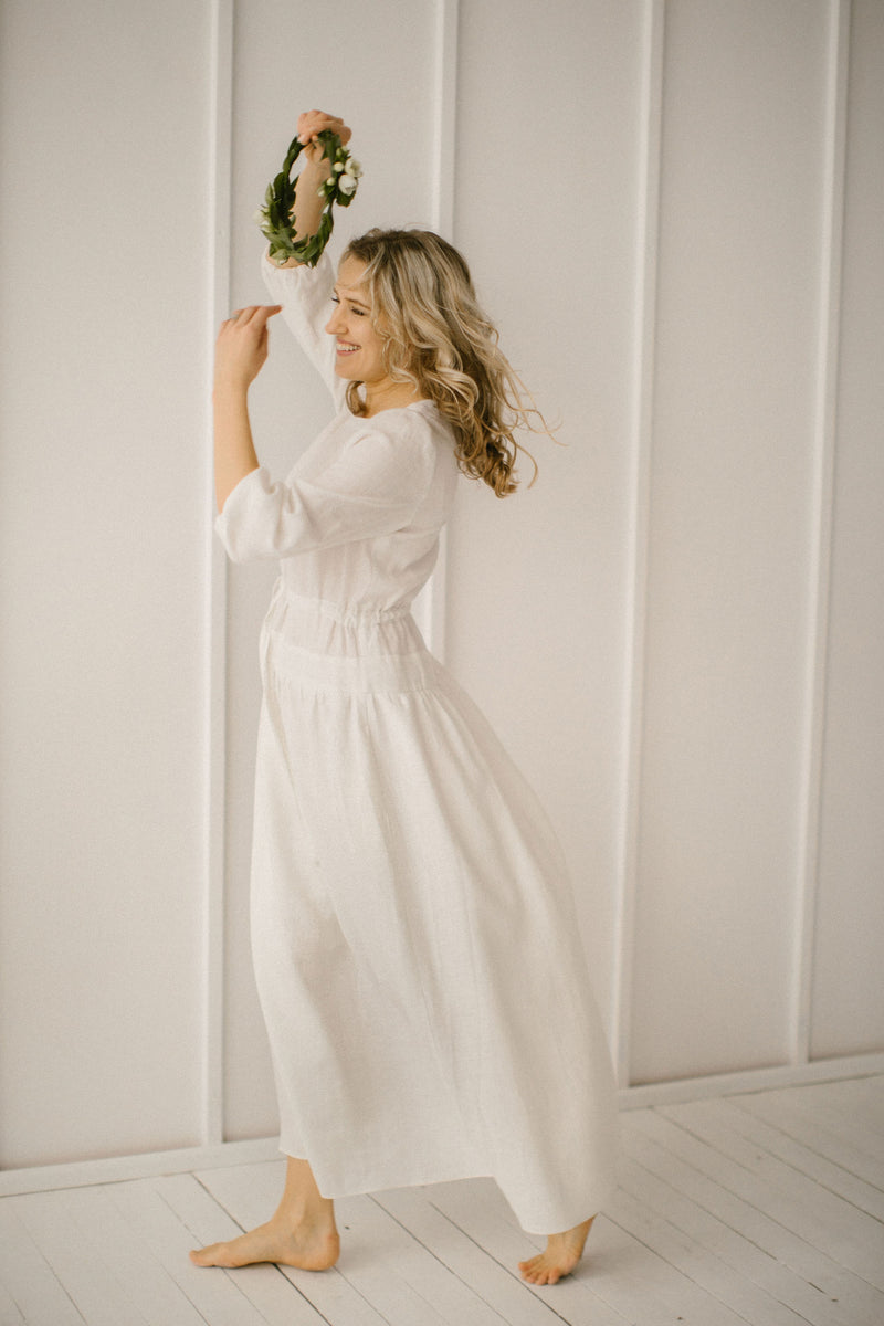 Simple Linen Wedding Dress