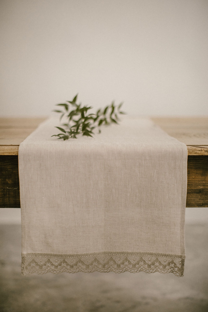 Linen Table Runner With Lace