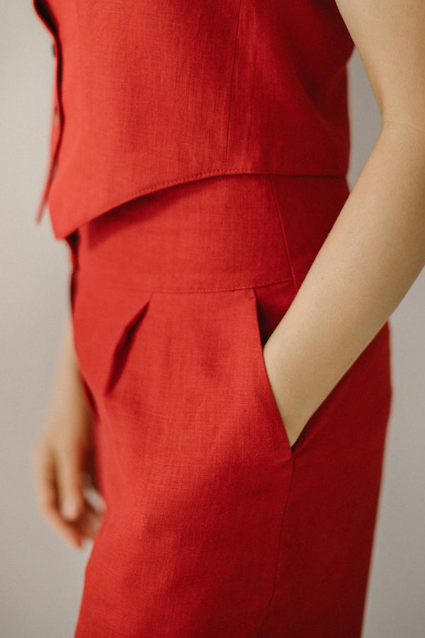 Linen Waistcoat / Palazzo Pants Set