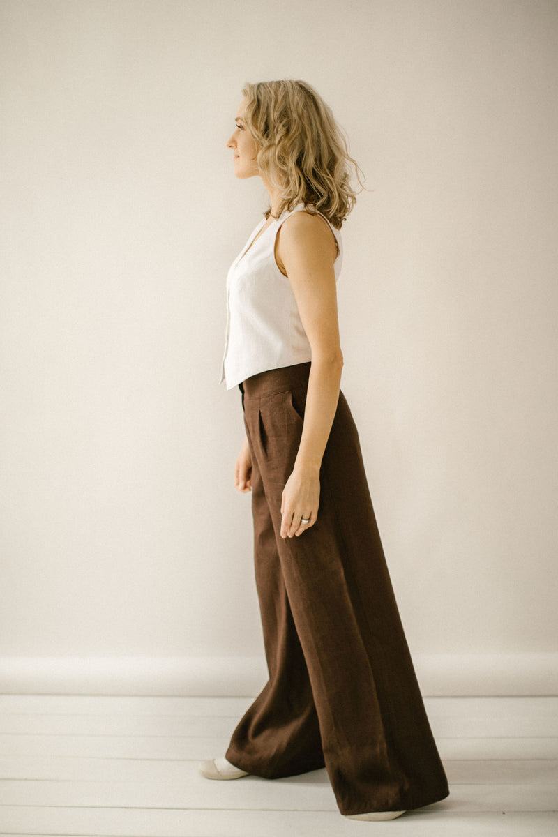 Linen Waistcoat / Palazzo Pants Set