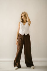 Linen Waistcoat / Palazzo Pants Set