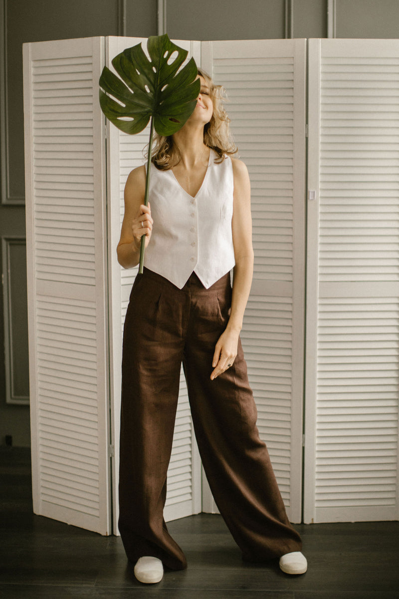 Linen Waistcoat / Palazzo Pants Set