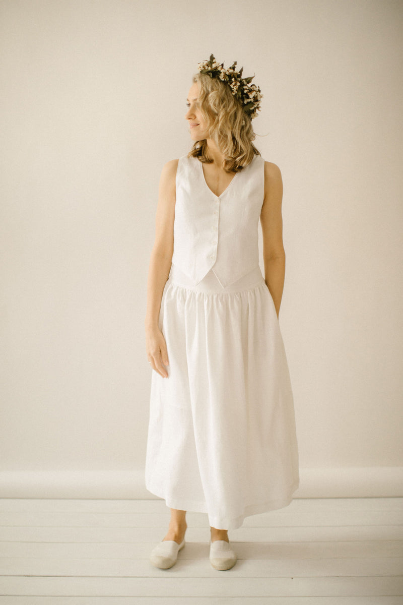 Two Piece Linen Wedding Dress