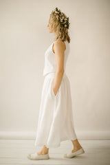 Two Piece Linen Wedding Dress