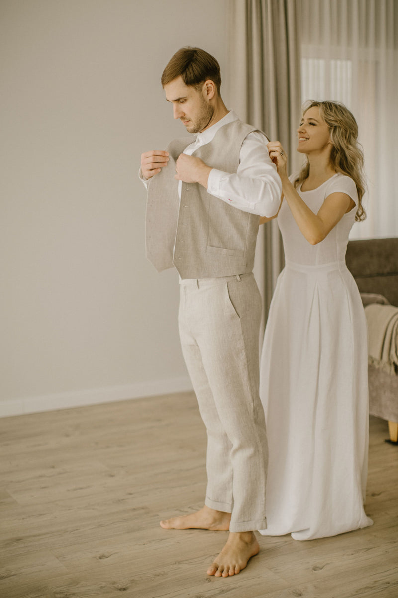 Linen Wedding Vest