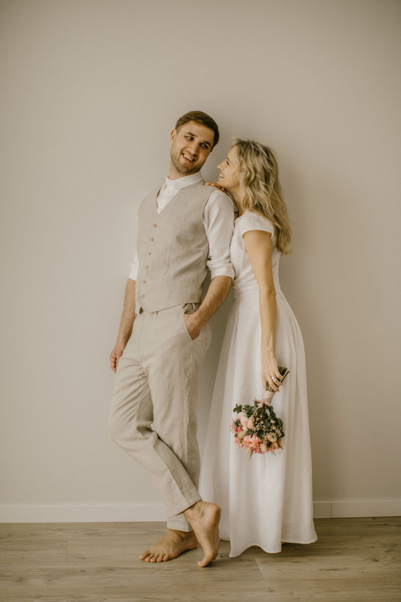 Linen Wedding Vest