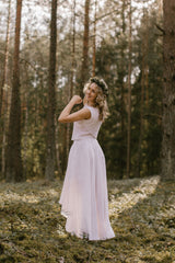 Linen High-Low Wedding Dress