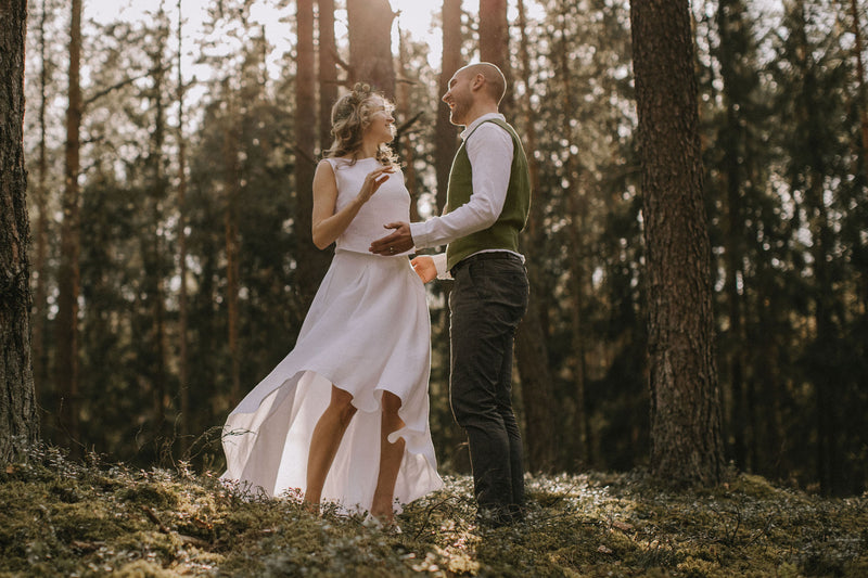 Linen High-Low Wedding Dress