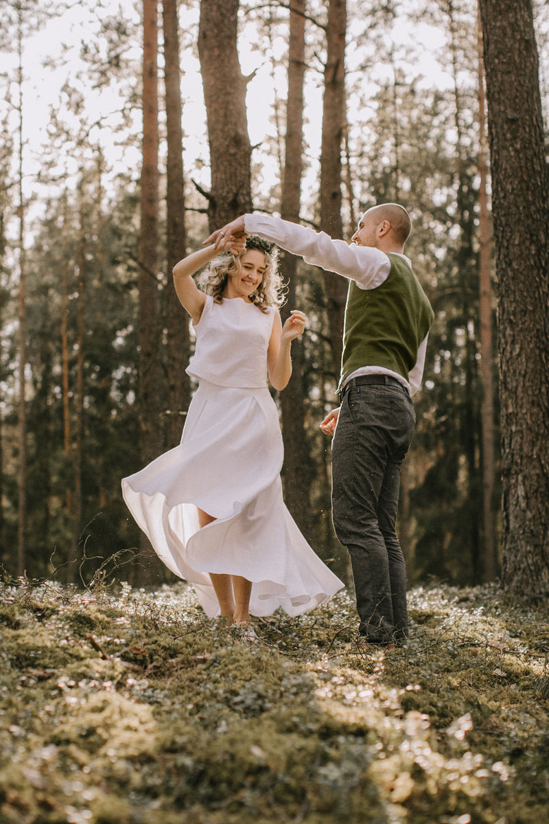 Linen High-Low Wedding Dress