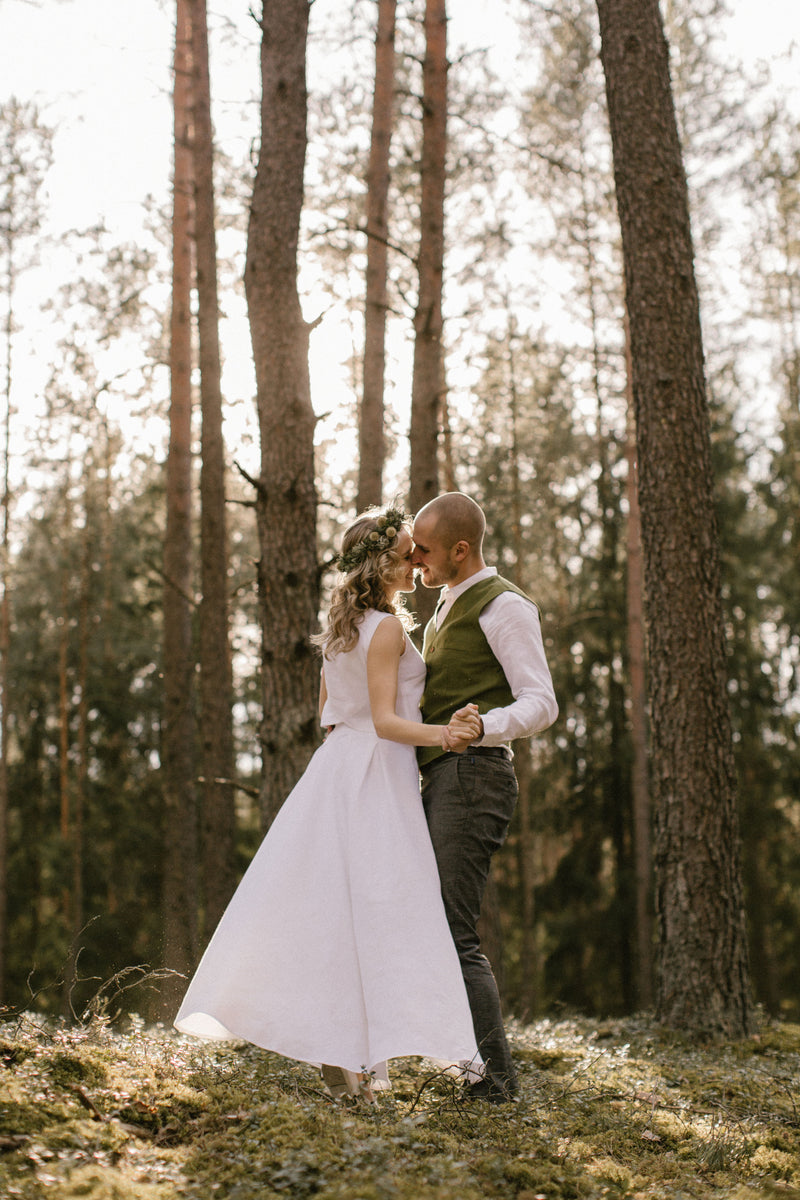 Linen High-Low Wedding Dress