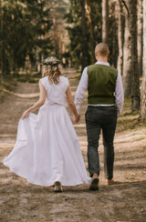 Linen High-Low Wedding Dress