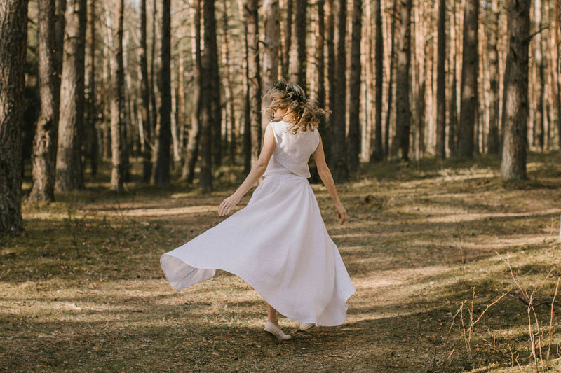 Linen High-Low Wedding Dress