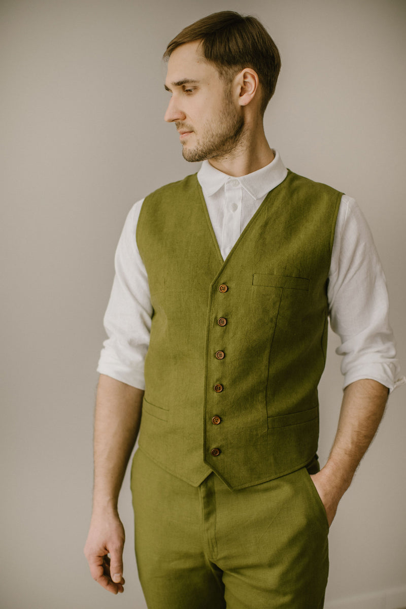 Linen Wedding Vest